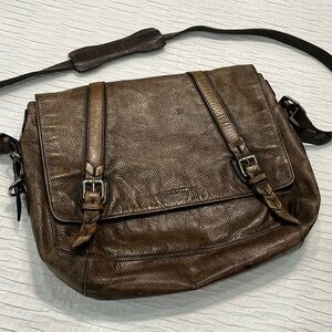Cole Haan messenger bag brown distressed laptop book bag school bag business